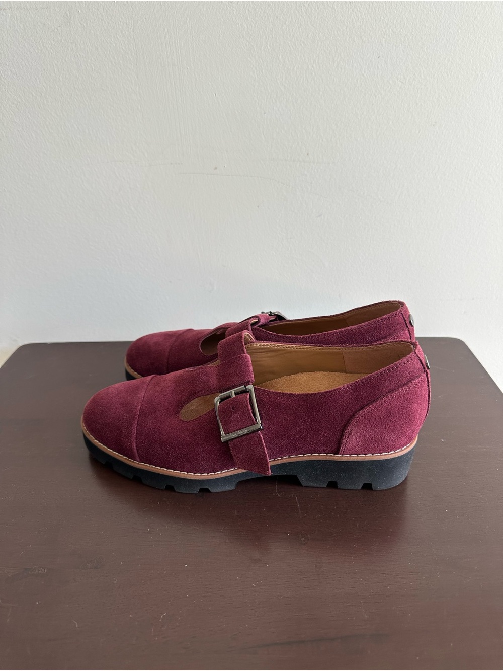 Vionic Women's Carmen T-Strap Loafer Suede Port Wine Size 6 - Picture 6 of 10